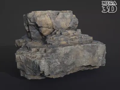 Realistic Granite Rock 02-250609 Low-poly 3D model