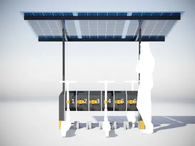 Solar scooter charging station 3D model