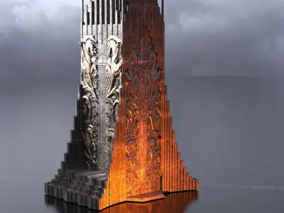 Norse Gods Engraved Dark Tower 3D model