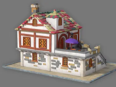 Cartoon house 2 Low-poly 3D model purchase