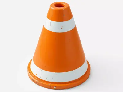 Realistic Worn Traffic Cone Low-poly 3D model