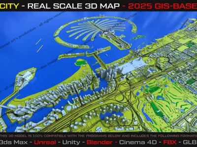 Dubai Real-Scale 3D Map - 2025 Gis Data 3D model