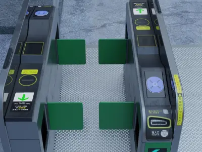 JapaneseSubwayTicketChecker Low-poly 3D model