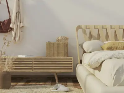Interior bedroom scene warm and cozy 3D model