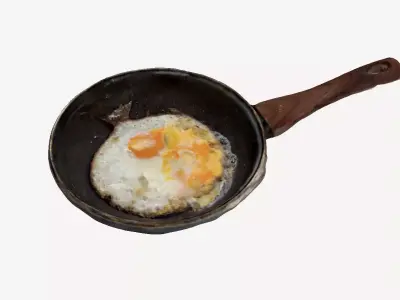 Fried egg in a frying pan 3D print model