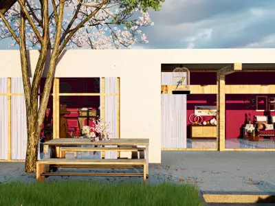 Exterior Modern House  Scene  3D model