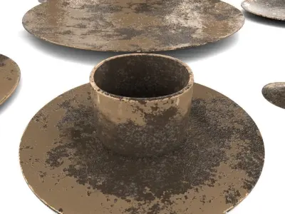 Dirt and Rusty Table Ware Low-poly 3D model