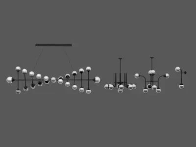 modern metal chandelier in 4 Free 3D model