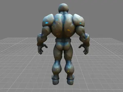 Muscular stone golem Low-poly 3D model