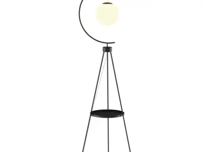 Floor lamp with a semicircular frame and a  ball-shaped shade  3D model