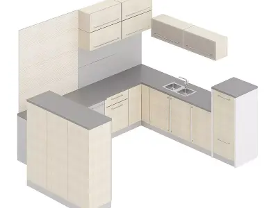 Kitchen Furniture Set 6 3D model