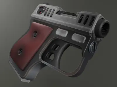 Stylized pistol with a rose Low-poly 3D model