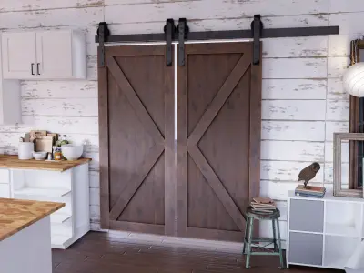 Sliding Barn Door Low-poly 3D model