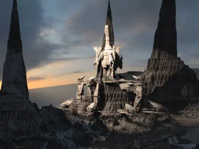 Mars Gods Mountain Ruins scene 3D model