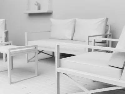 Garden furniture set outside furnish Low-poly 3D model