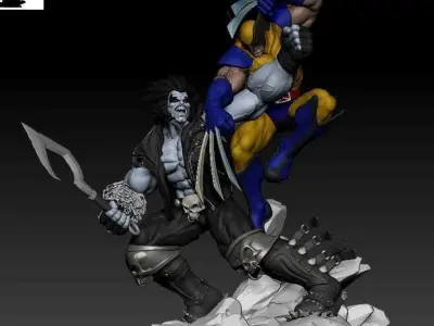 x2 Download Wolverine Vs lobo STL 3d printing collectibles 3D print model