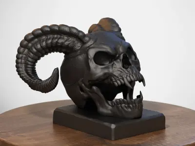 Skull scream horns Headphone Stand Cyborg Headset Stand 3D print model
