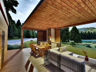 A-frame House IVANA  Outdoor Kitchen DINO 3D model