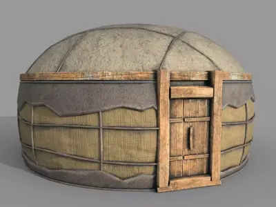 Old Mongolian Yurt House Low-poly 3D model