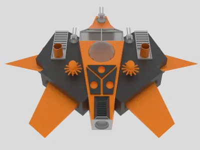 Tethys - S Spaceship Low-poly 3D model