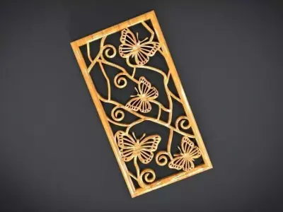 Window ventilation ornaments with Butterfly motifs Low-poly 3D model