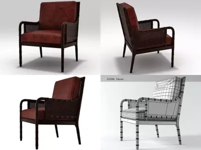 China Bay Cane Armchair 3D model