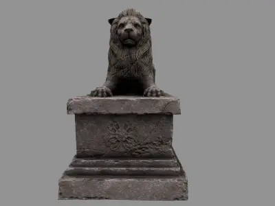 Lion Statue 17 Low-poly 3D model