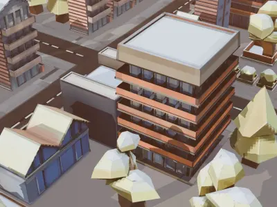 Low Poly Buildings and Houses City Pack Low-poly 3D model
