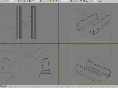 Traffic concrete barrier 03 Low-poly 3D model