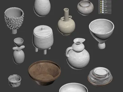 Pottery Set V1 - 12 models 3D model