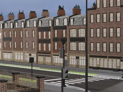 New York Modern City Street Scene Block V13 3D Model Low-poly 3D model