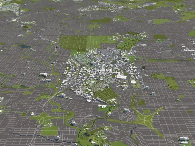 San Antonio 50x50km 3D City Map 3D model