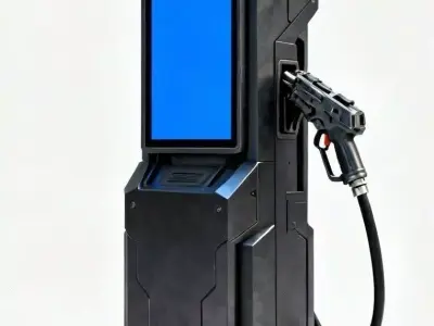 Futuristic Hydrogen Fuel Station Unit 3D Model Low-poly 3D model