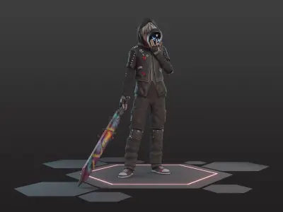 Fantasy Cool Guy With Sword Low-poly 3D model