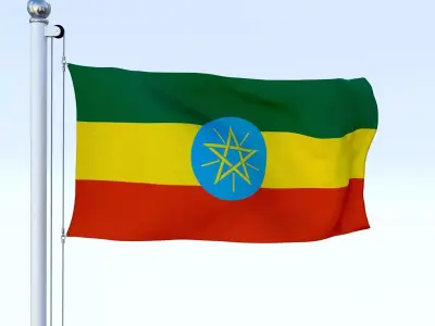 Animated Ethiopia Flag Low-poly 3D model