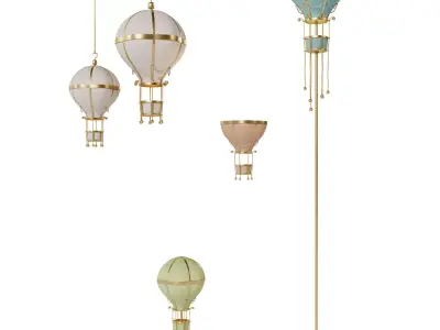 Flying balloon themed lamp collection 3D model