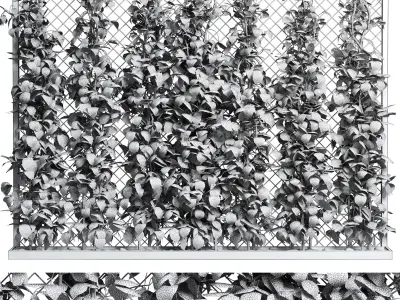 fence and ivy outdoor plant metal vase 01 3D model