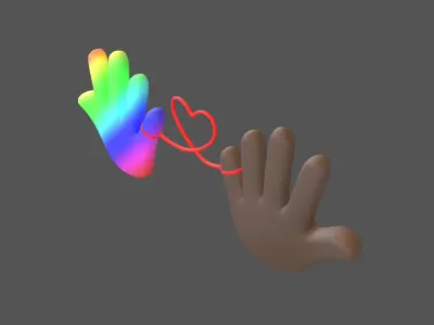 Hand with Red Line Icon v1 042 Low-poly 3D model