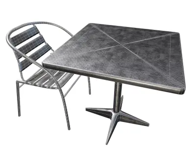 Outdoor Cafe Table and Chair Set 3D model