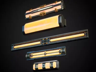 Sci-Fi Light Fixture Set 5 Low-poly 3D model