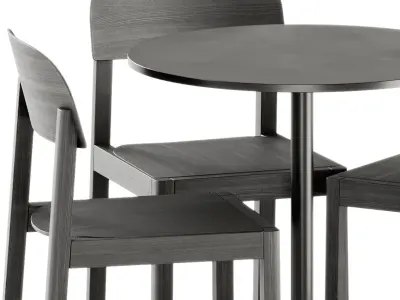 Wooden Workshop Chair and Still Cafe Table Round 65 by Muuto 3D model