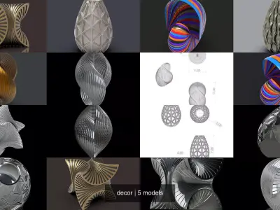 decor colorful shell with stripes 3D Model Pack