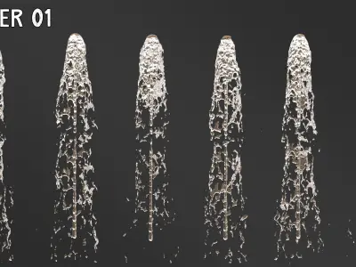6 Animated water Fountain 3D model