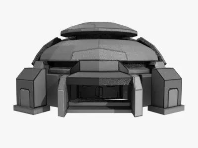 Low-poly Sci-fi Bunker Building Low-poly 3D model