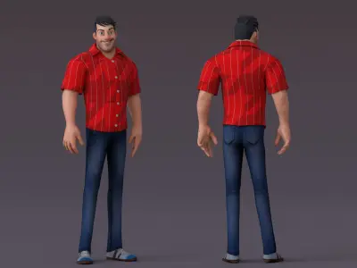 David Cartoon Rig V2 Low-poly 3D model