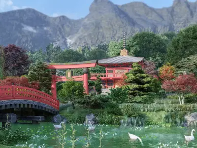 Japanese Temple Set 3D model