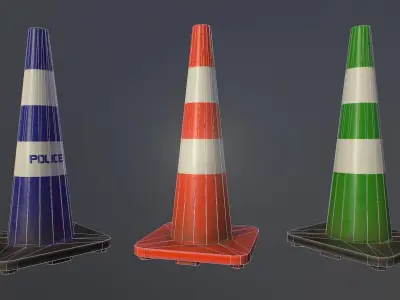 Road Cone Low-poly 3D model order