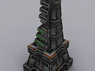 Sci-Fi Buildings collection Low-poly 3D model