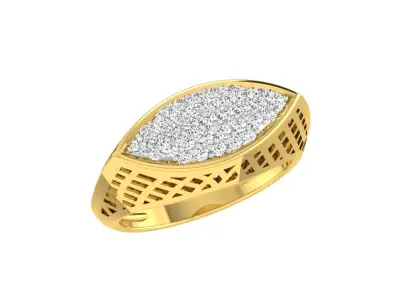 Light Weight Yellow Gold Diamond Ring  -DDS RN 214 3D print model
