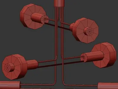 AMARILIS modern brass chandelier with four lights 3D model
